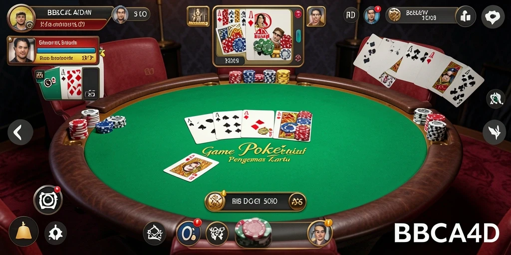 Tangkapan layar utama gameplay Poker di BBCA4D menunjukkan suasana permainan yang mendebarkan.