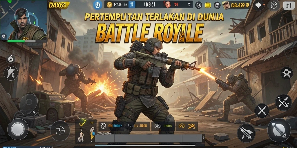Screenshot DAX69 menampilkan aksi mendebarkan dalam pertempuran Battle Royale.