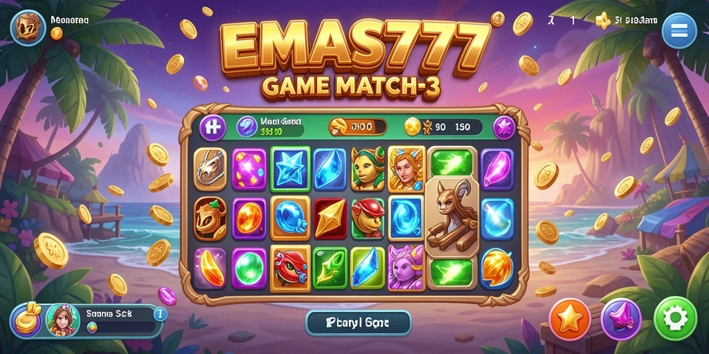 Tampilan gameplay seru dengan desain Match-3 menarik.
