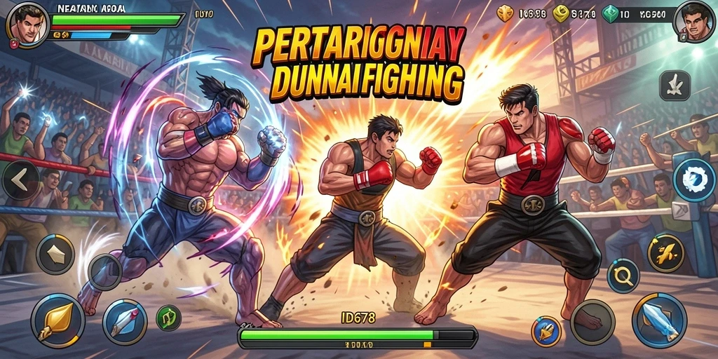 Tangkapan layar ID678 menunjukkan aksi seru dalam pertarungan Fighting.