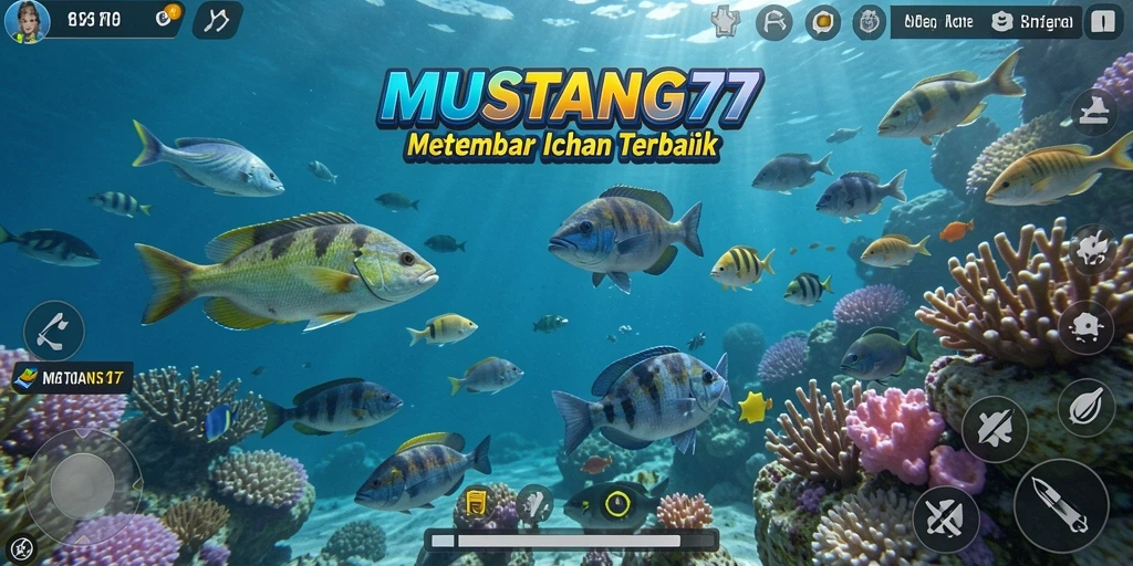 Screenshot gameplay MUSTANG77 menampilkan aksi menembak ikan yang seru.