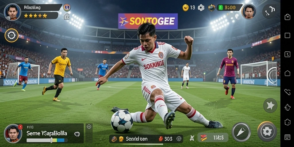 Tampilan gameplay <strong>SONTOGEL</strong> yang memukau dengan aksi sepak bola seru.